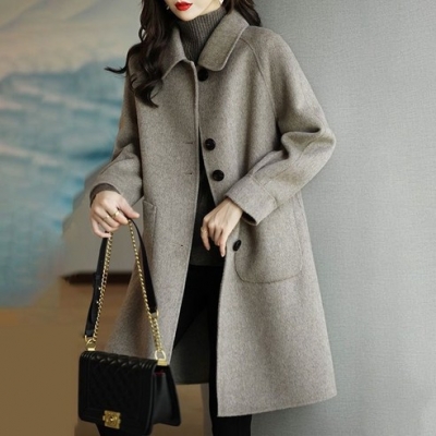 []188. 쩐쿠 겨울 여성 카라넥 버튼 캡 모직 코트