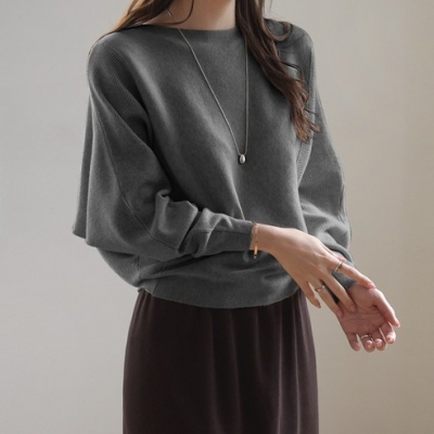 []194. 언더 부드러운 가오리 보트넥 니트 여성 루즈핏 니트티