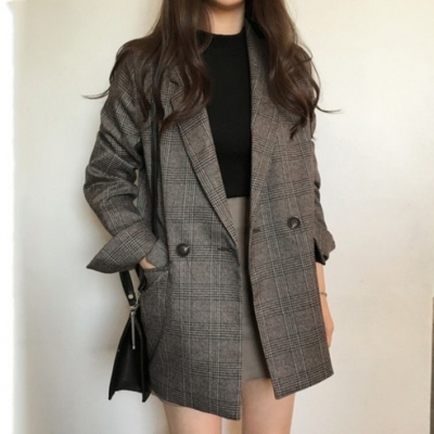 []205. 여성용 체크 하프 코트 자켓