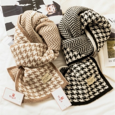 []216. 블랙+베이지 1+1 set 니트 머플러 목도리