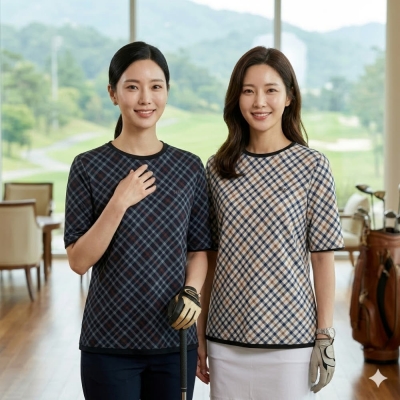 []670. 체크 라운드넥 닥스골프 반팔티셔츠