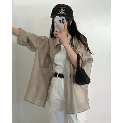 []677.  오버핏 루즈핏 시스루 셔츠