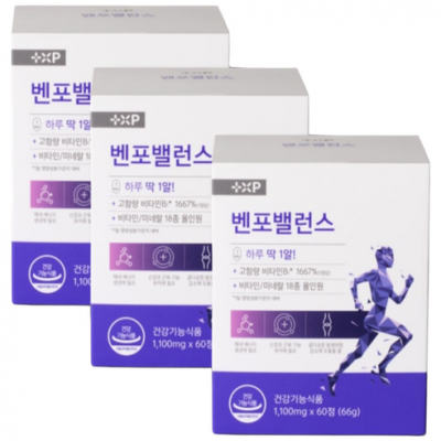 []8. 벤포밸런스 활력 비타민 B군 고함량 종합비타민 하루 1알, 3박스, 60정